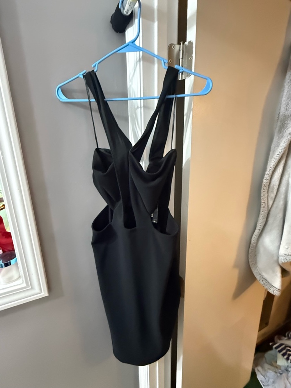 Express Black Cutout Draped Mini Dress - Picture 3 of 7